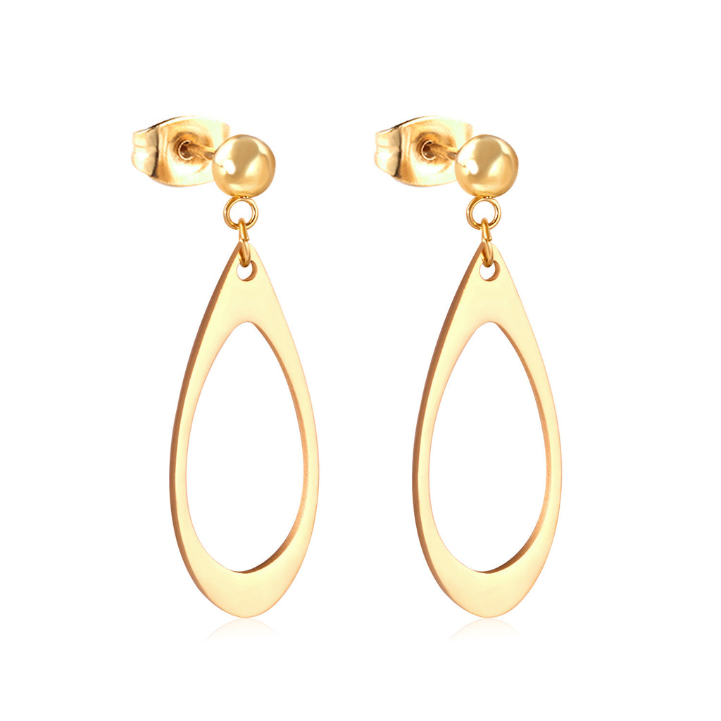 Damen Ohrringe mit elegantem, doppellagigem Rechteckdesign aus Edelstahl und goldplattierter Oberfläche Shop Nory