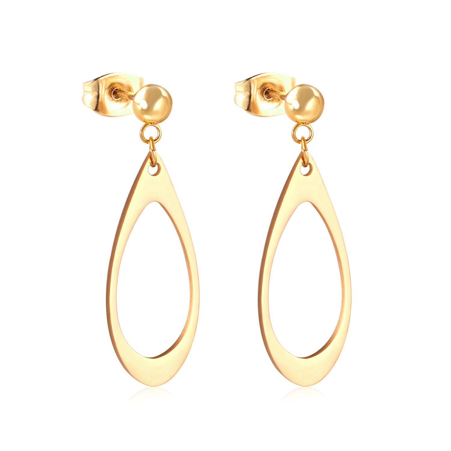 Damen Ohrringe mit elegantem, doppellagigem Rechteckdesign aus Edelstahl und goldplattierter Oberfläche Shop Nory