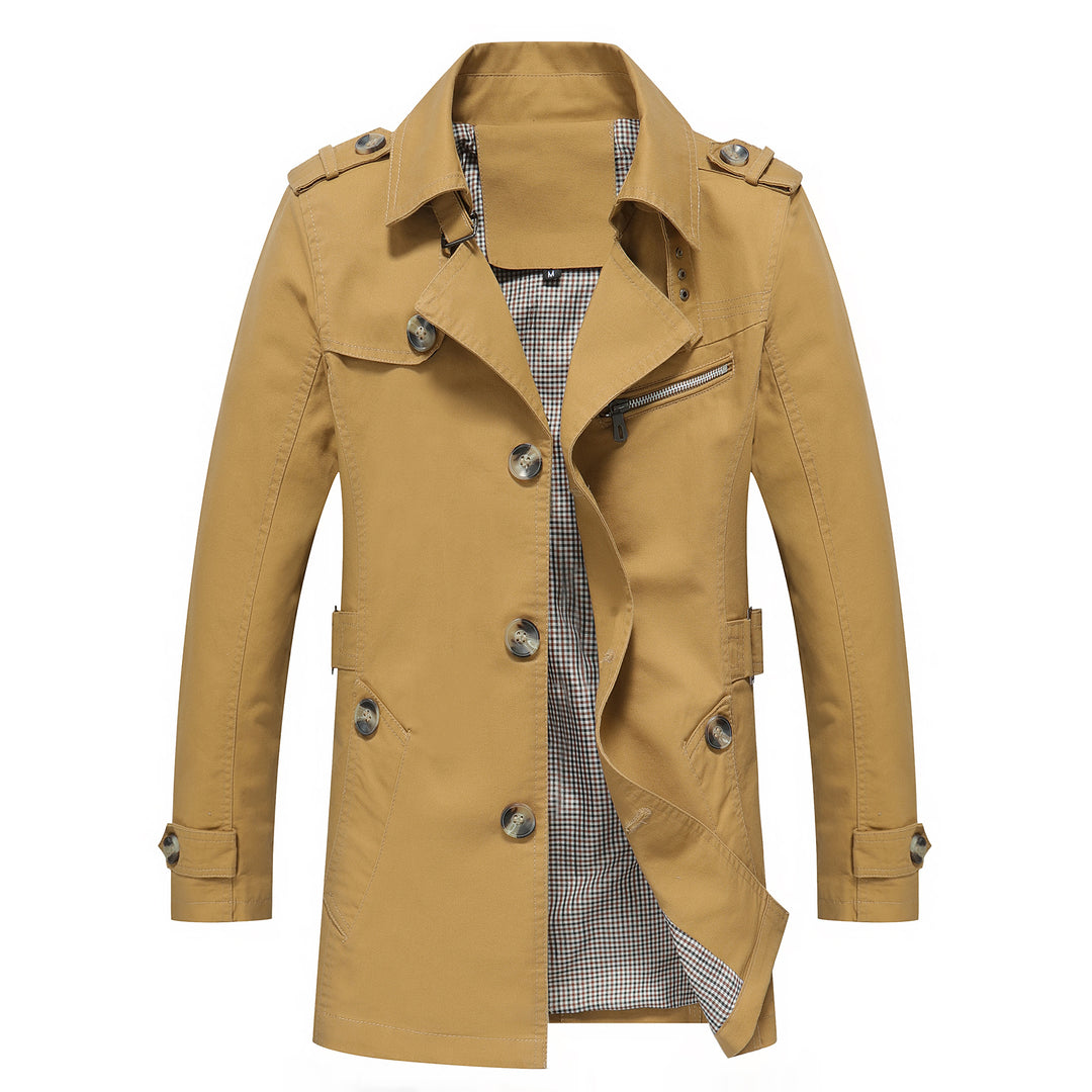Herren Eleganter Field‑Trench mit tailliertem Schnitt, Schulterklappen und verstellbaren Manschetten Shop Nory