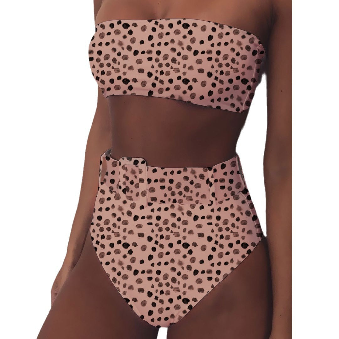 Damen Hoch tailliertes Bikini-Set mit bandeau Oberteil