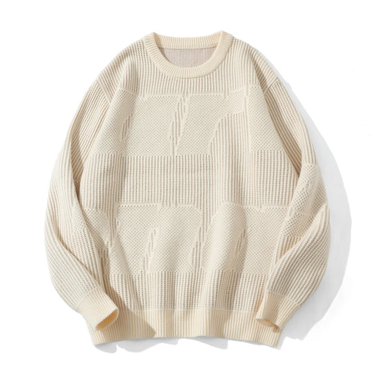Unisex Strukturierter Oversize-Rundhalspullover mit Panel‑Strick Shop Nory