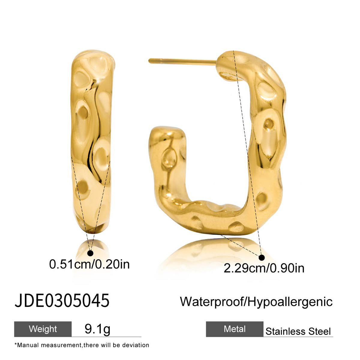 Damen Creolen mit modernem, gewelltem Design aus hypoallergenem Edelstahl Shop Nory