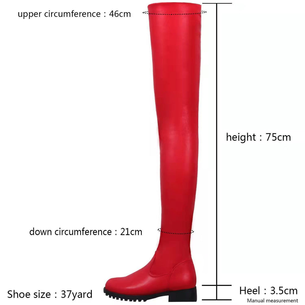 Damen Overknee-Stiefel aus Stretch-Kunstleder mit seitlichem Reißverschluss und robuster Profilsohle Shop Nory