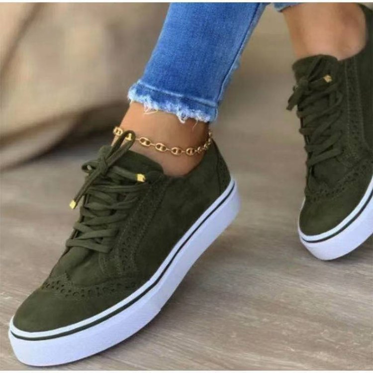 Damen modische Sneakers aus echtem Wildleder mit Detail-Briefing Shopnory