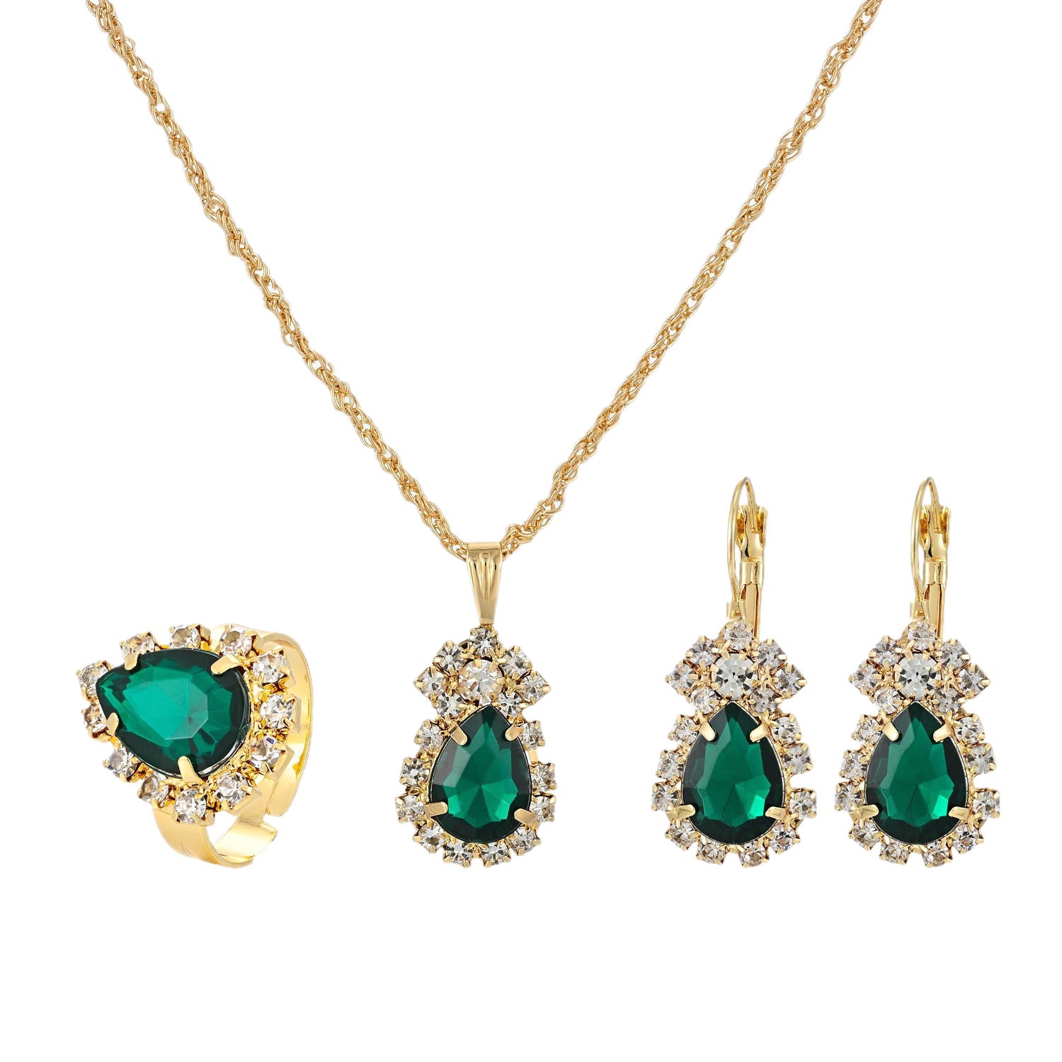 Damen Schmuckset mit funkelnden roten Steinen und eleganten goldenen Akzenten Shop Nory
