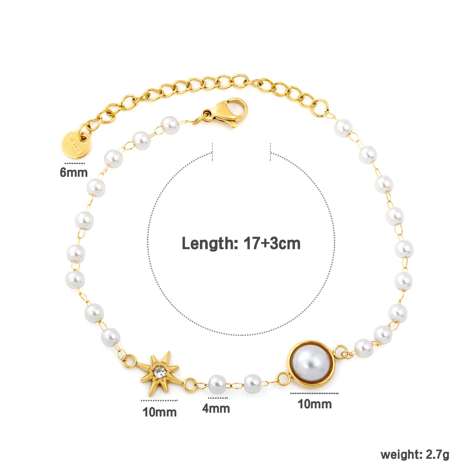 Damen Armband mit farbigen Natursteinen und goldplattierten Akzenten Shop Nory
