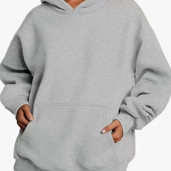 Damen nan extralanger Oversize-Kapuzenpullover im Boxy-Schnitt mit Kängurutasche und geripptem Abschluss Shop Nory