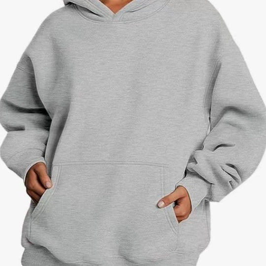 Damen nan extralanger Oversize-Kapuzenpullover im Boxy-Schnitt mit Kängurutasche und geripptem Abschluss Shop Nory