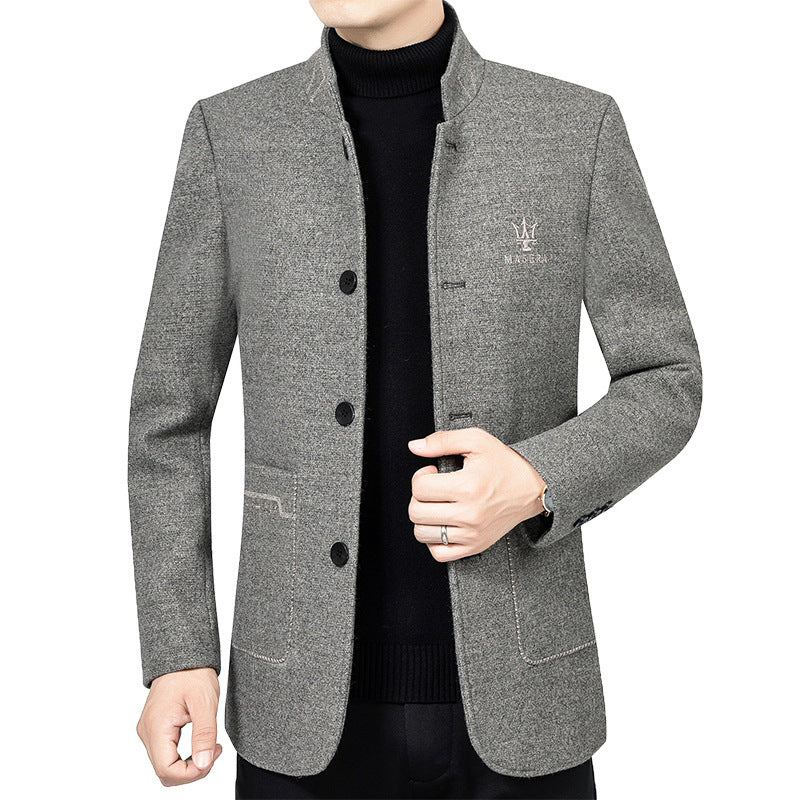 Herren Kurzmantel-Blazer mit Stehkragen und dekorativen Ziernähten Shop Nory