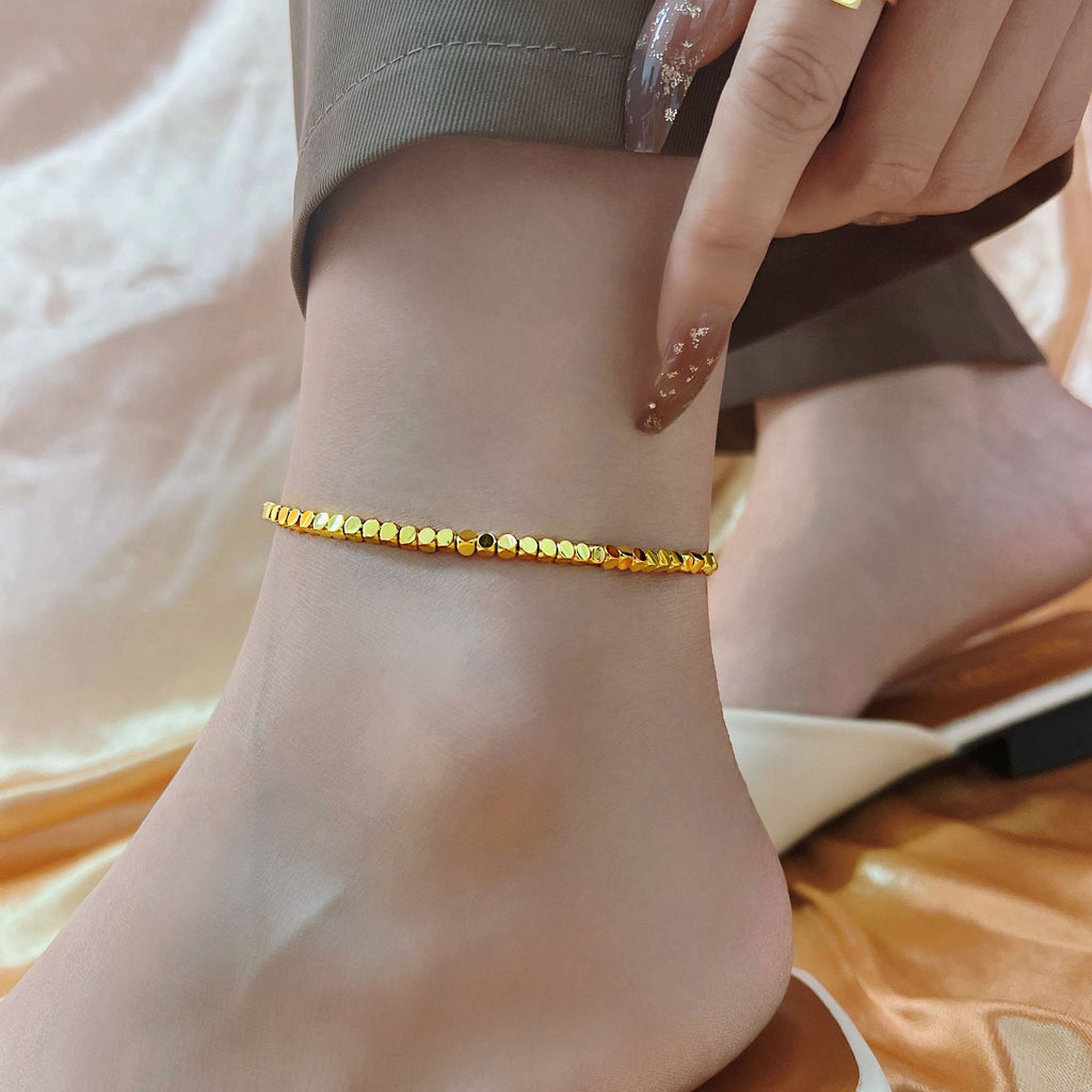 Damen filigrane Fußkette aus glänzendem Metall Shop Nory