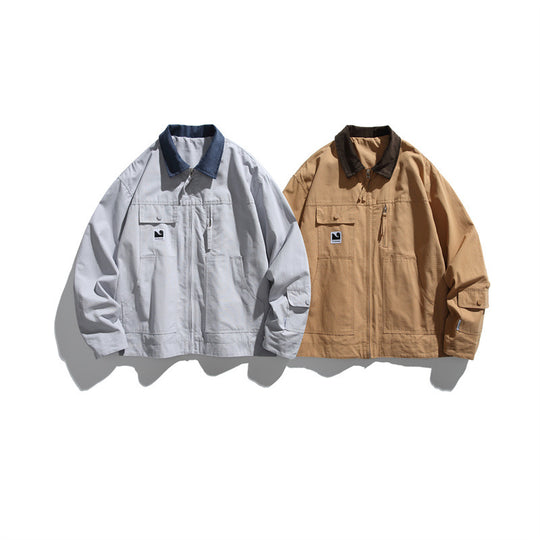 Herren Boxy-Workwear-Blousonjacke mit Kontrastkragen und Mehrfach-Taschen Shop Nory