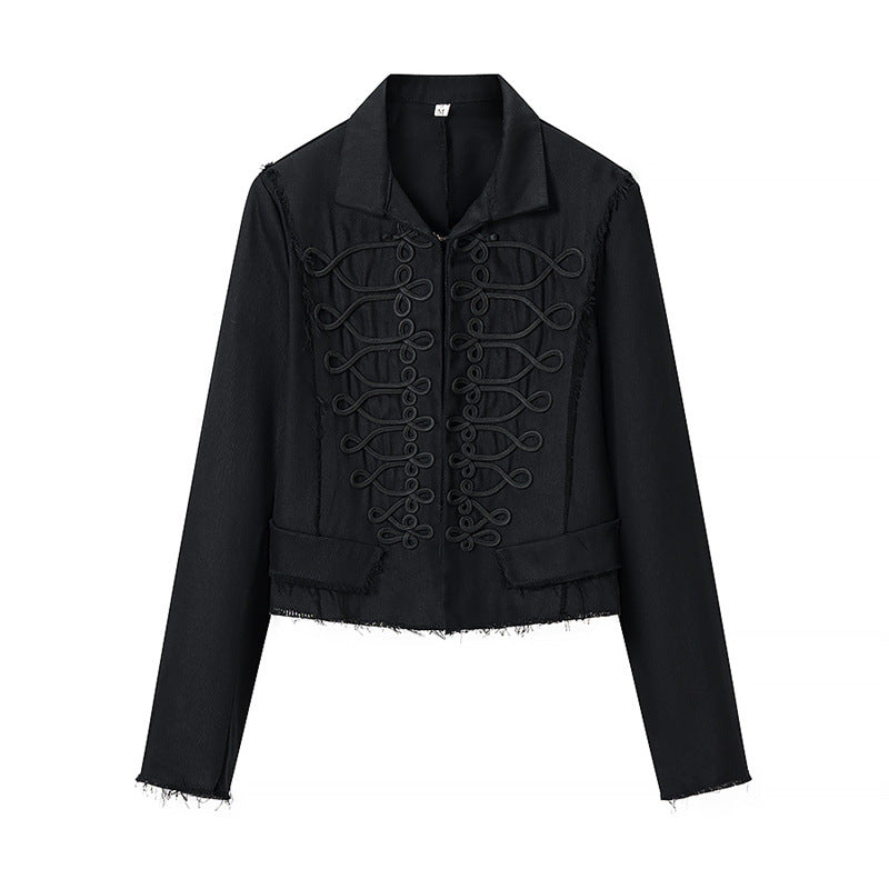 Damen Gekürzte Militärinspirierte Jacke mit Tressenapplikation und fransigem Saum Shop Nory