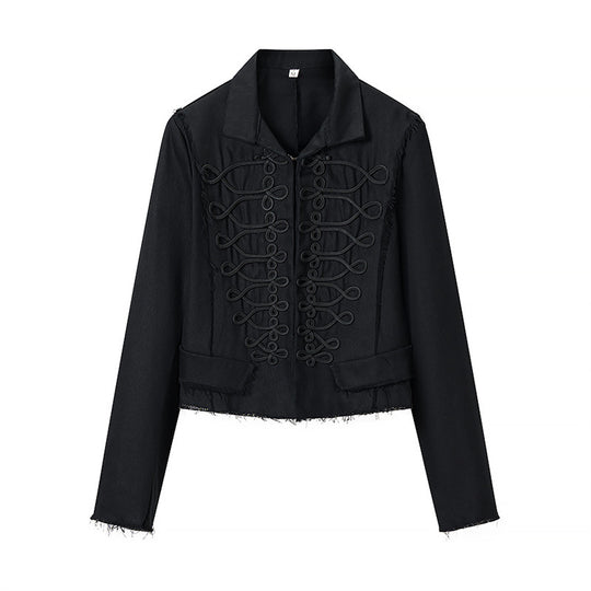Damen Gekürzte Militärinspirierte Jacke mit Tressenapplikation und fransigem Saum Shop Nory
