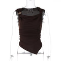 Damen elegantes drapiertes Top mit asymmetrischem Saum und dekorativem Detail