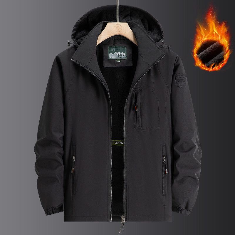 Herren Wetterfeste Softshelljacke mit durchgehendem Fleece-Innenfutter, verstellbarer Kapuze und winddichter Membran Shop Nory