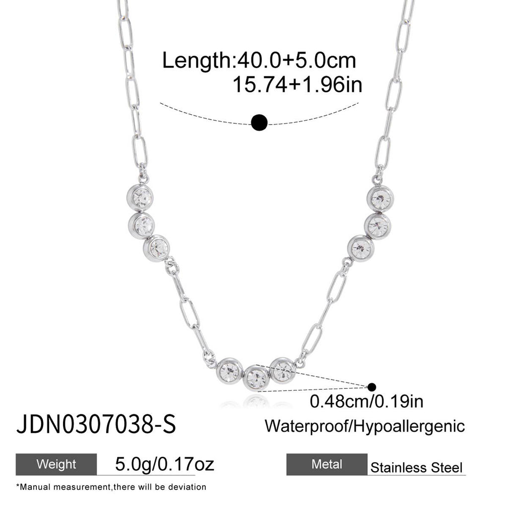 Damen Halskette mit eleganten Zirkonia-Elementen und hypoallergenem Edelstahl Shop Nory