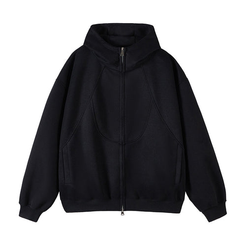Unisex Oversize-Kapuzen-Sweatjacke mit hohem Stehkragen und durchgehendem Reißverschluss Shop Nory