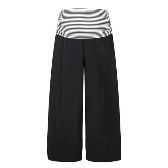 Damen Weite Palazzo-Hose mit hohem, gestreiftem Komfortbund und Statement-Print Shop Nory