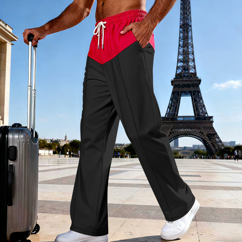 Herren Leichte Travel-Hose mit weitem Bein, kontrastierendem Tunnelzugbund und Bügelfalte Shop Nory