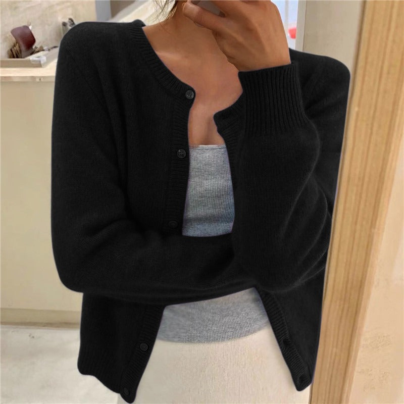 Damen weicher Strickcardigan mit dekorativen Knöpfen und raffinierter Maschenstruktur