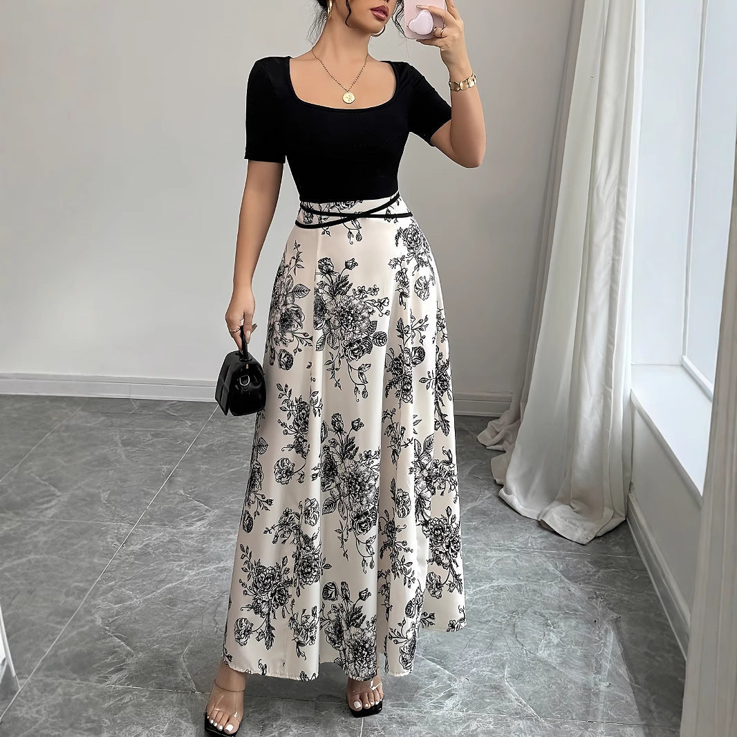 Damen Elegantes Maxikleid mit floralem Design und tailliertem Schnitt Shopnory