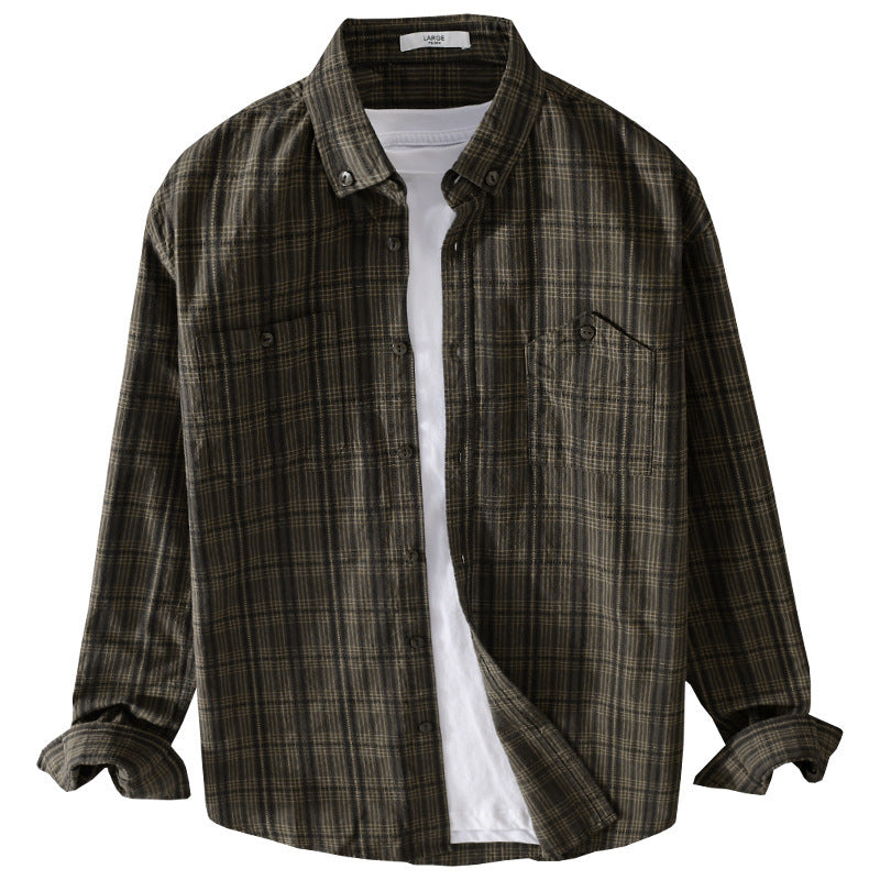Herren Kariertes Flanell-Overshirt mit Button-Down-Kragen und aufgesetzten Brusttaschen Shop Nory