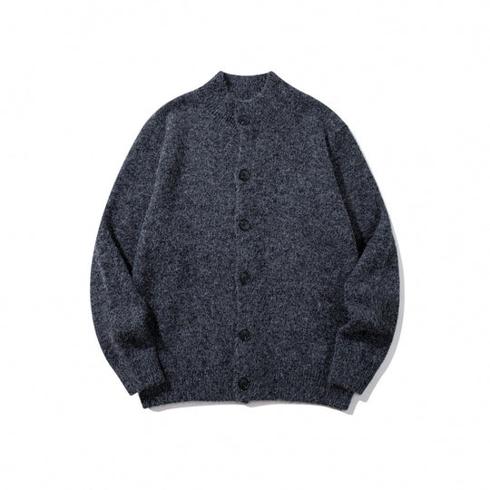 Unisex Boxy-Mohair‑Mix‑Cardigan mit halbhohem Kragen und durchgehender Knopfleiste Shop Nory