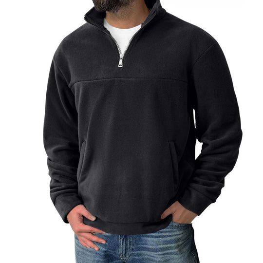 Herren Fleece-Halbzip-Pullover mit Stehkragen und Kängurutasche Shop Nory