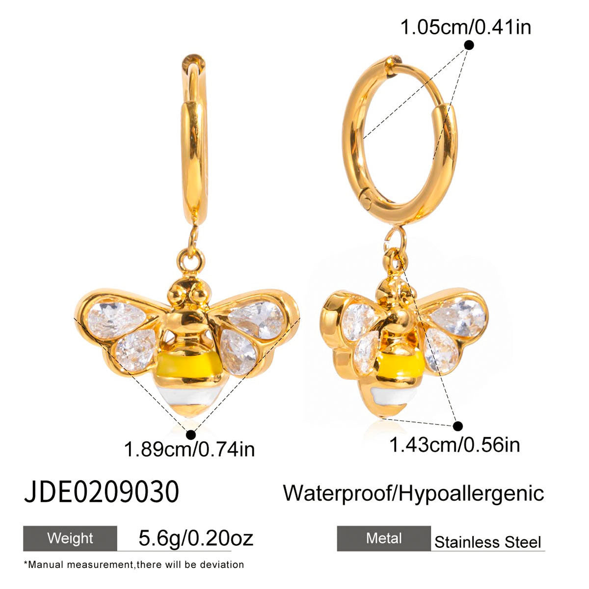 Damen Halskette mit Bienendesign und funkelnden Steinen Shop Nory