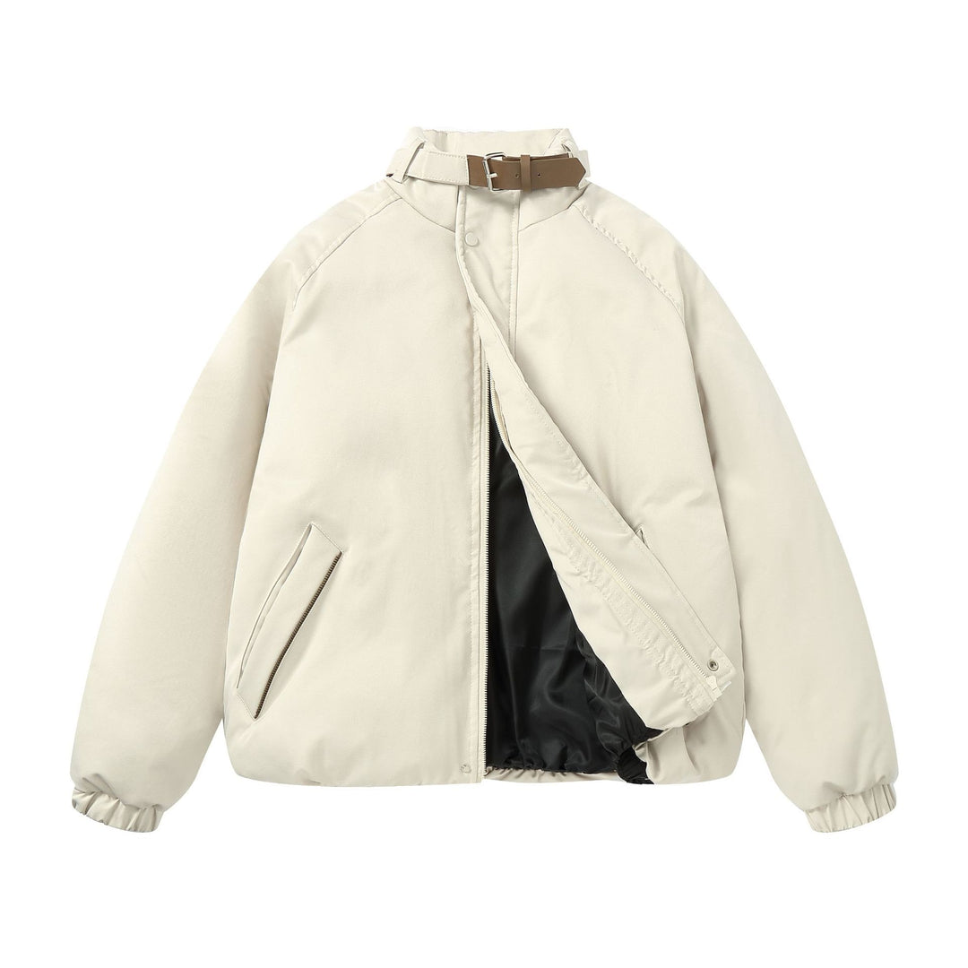 Damen Wattierter Boxy-Bomber mit hochschließendem Schnallenkragen und schrägen Reißverschlusstaschen Shop Nory