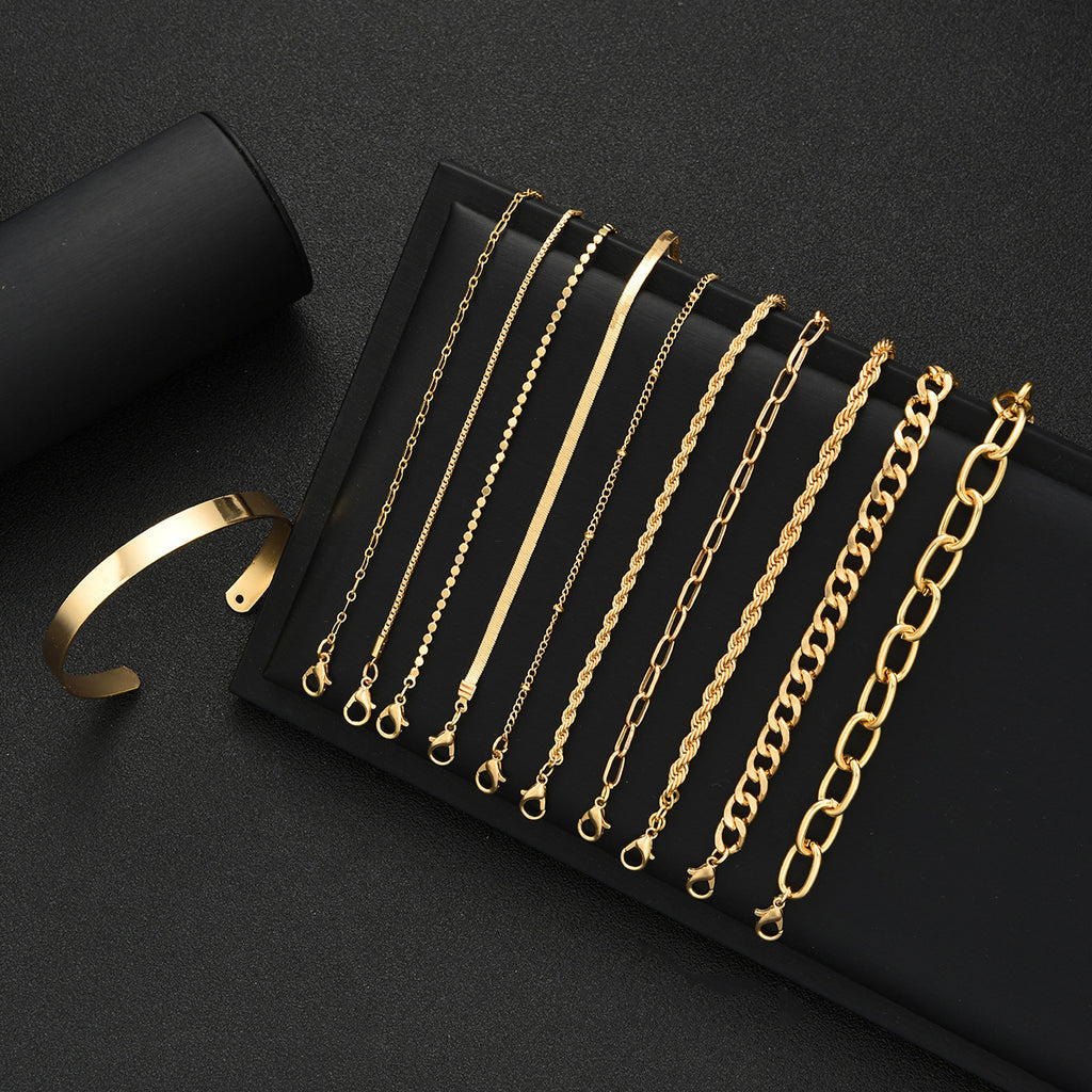 Damen modisches Armband-Set mit vielseitigen Kettenstrukturen und elegantem Design Shop Nory