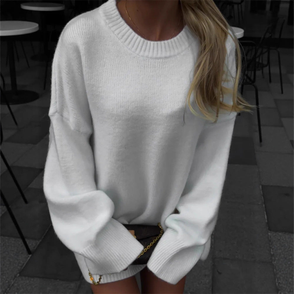 Damen Oversized Strickpullover mit weitem Schnitt und verlängertem Saum Shop Nory