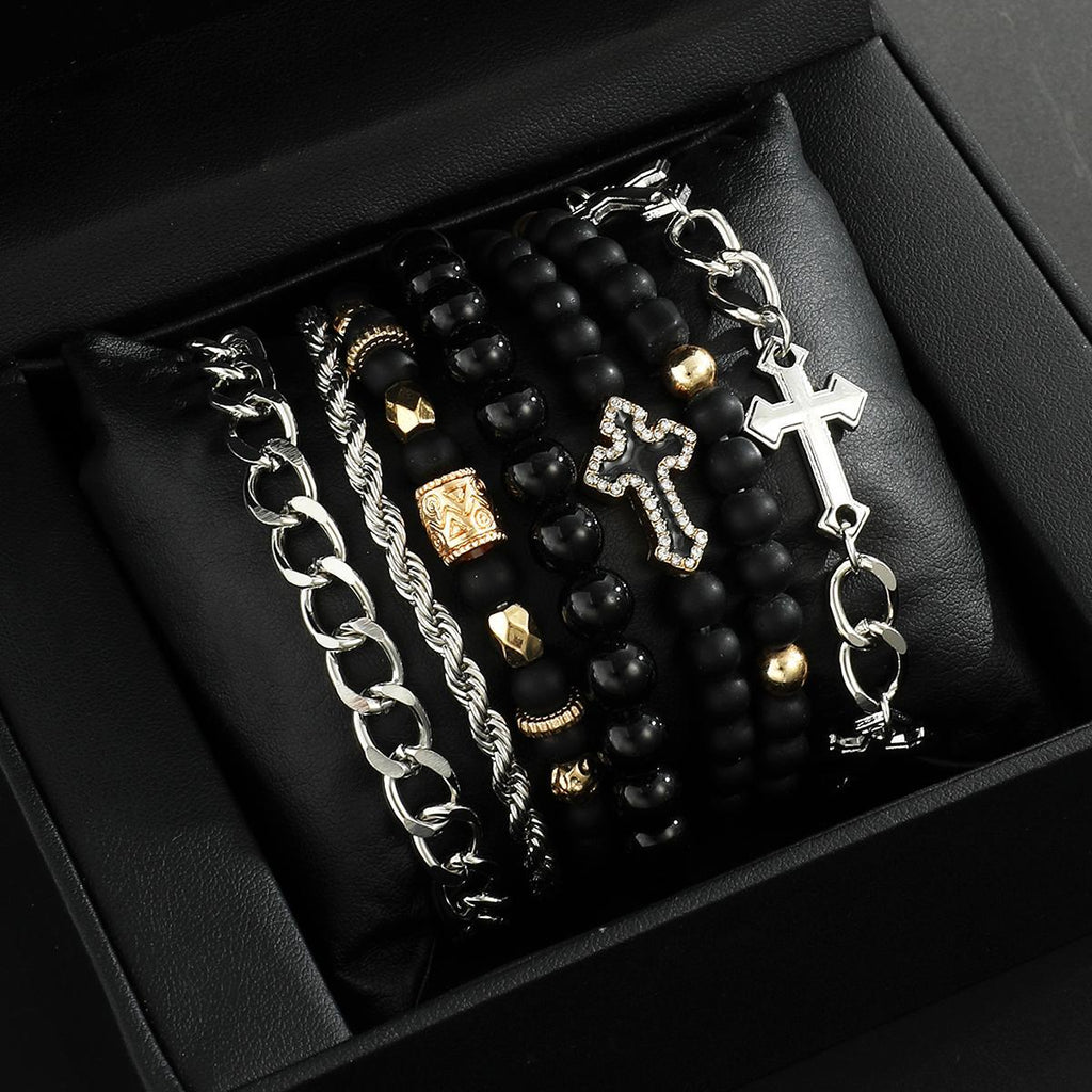 Damen Armband-Set mit modernen Kreuz- und Edelstein-Akzenten Shop Nory