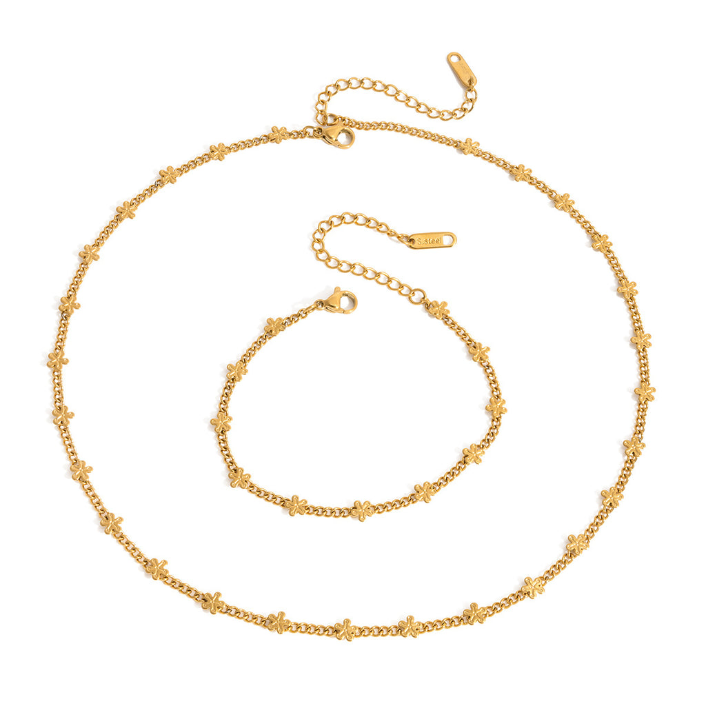 Damen Halskette mit eleganten Blumenanhängern und verstellbarem Edelstahlverschluss Shop Nory