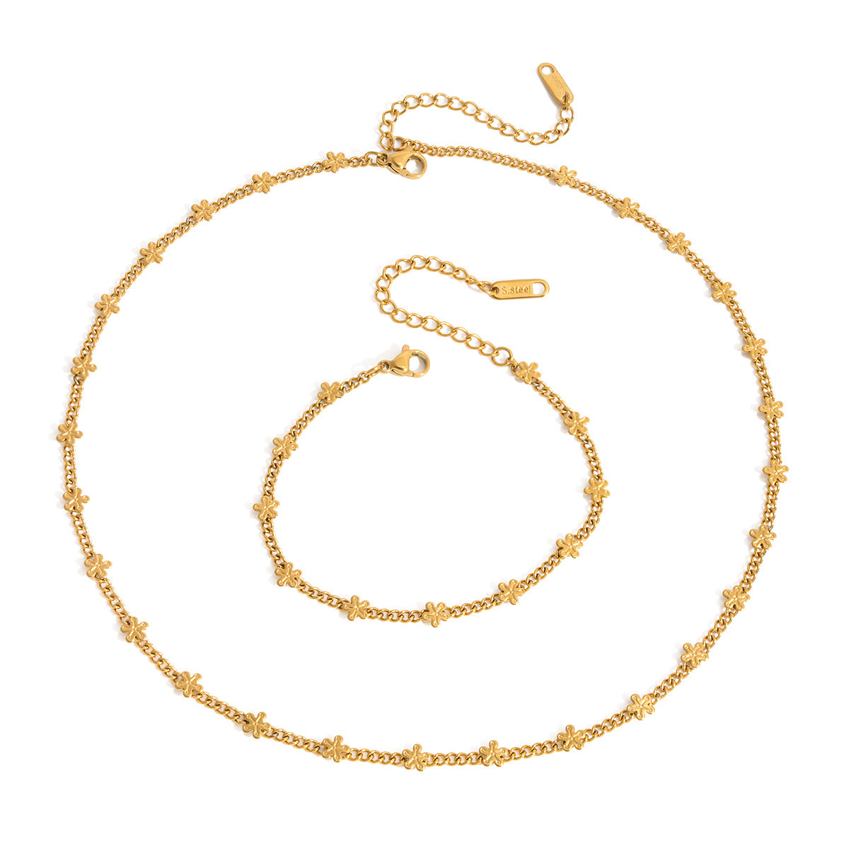 Damen Halskette mit eleganten Blumenanhängern und verstellbarem Edelstahlverschluss Shop Nory