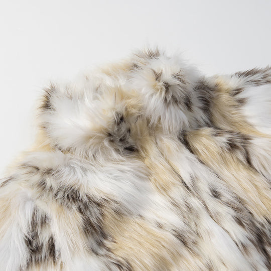 Damen Kurze Kunstfelljacke im Patchfell-Look mit hohem Stehkragen Shop Nory