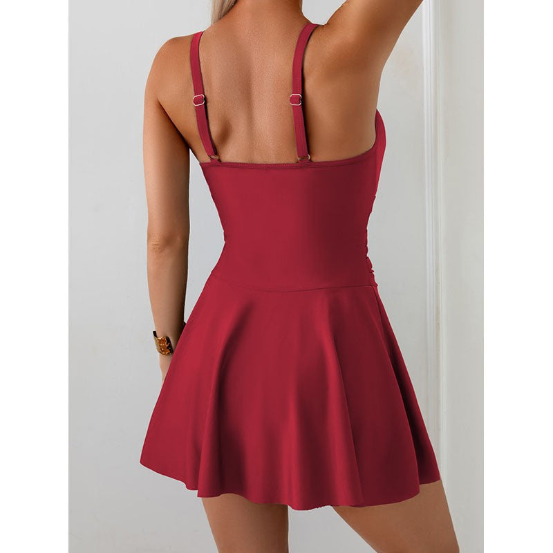 Damen Sportlicher Badeanzug mit schickem Rock Shopnory