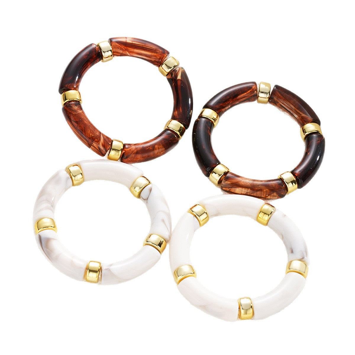 Damen Armreif-Set mit luxuriösen Acrylelementen und goldenen Akzenten Shop Nory