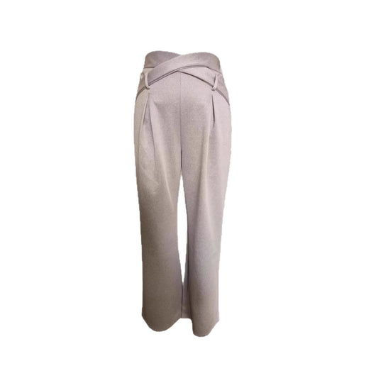 Damen Weite High-Waist-Hose mit Wickelbund, Ziergürtel und Bundschnitt Shop Nory