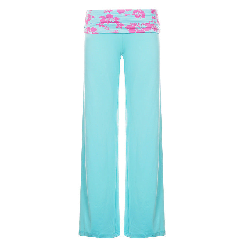 Damen nan weite Yoga-Palazzohose mit Umschlagbund und hoher Taille Shop Nory