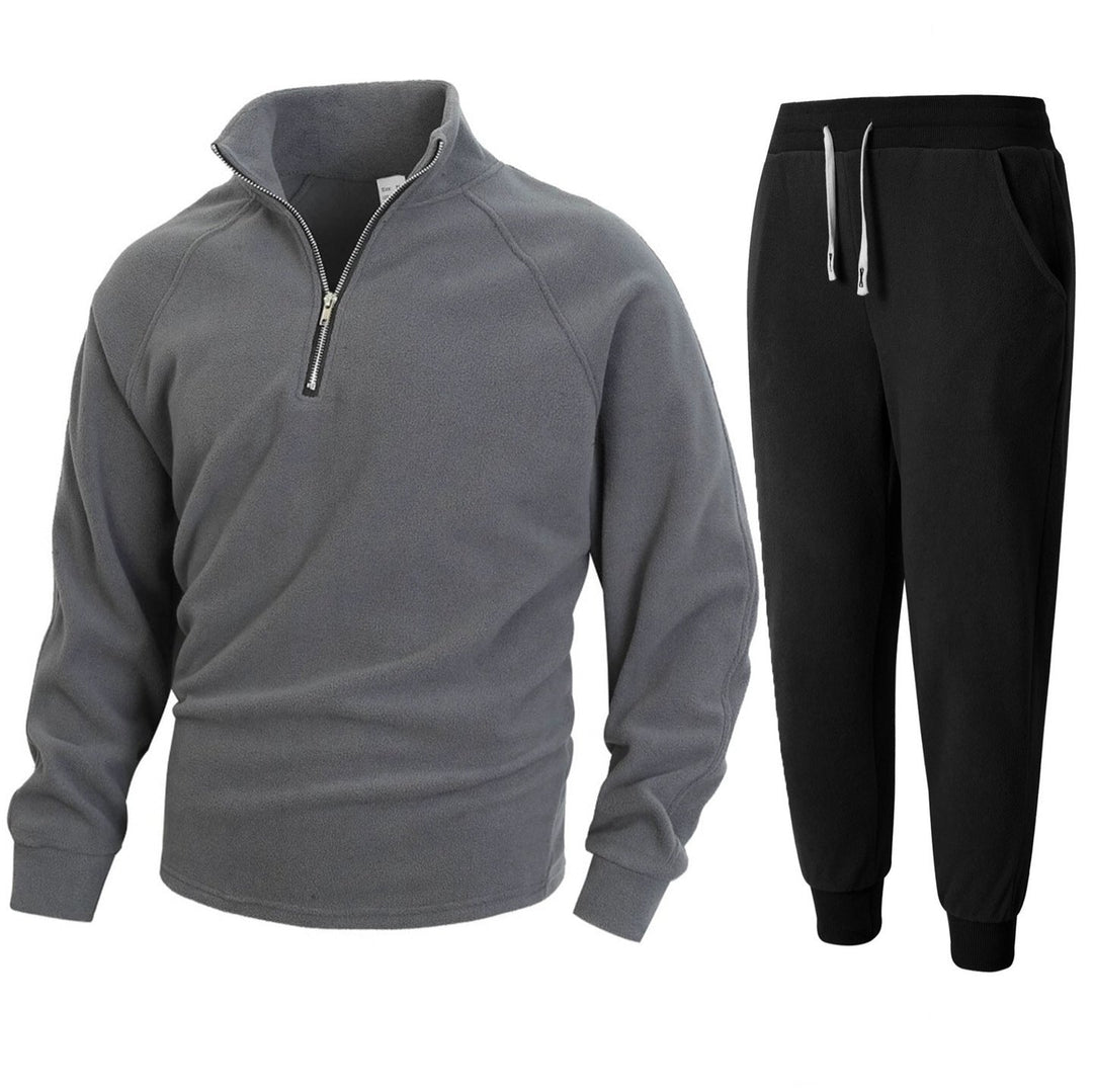 Herren Fleece-Relaxanzug mit halblangem Reißverschluss