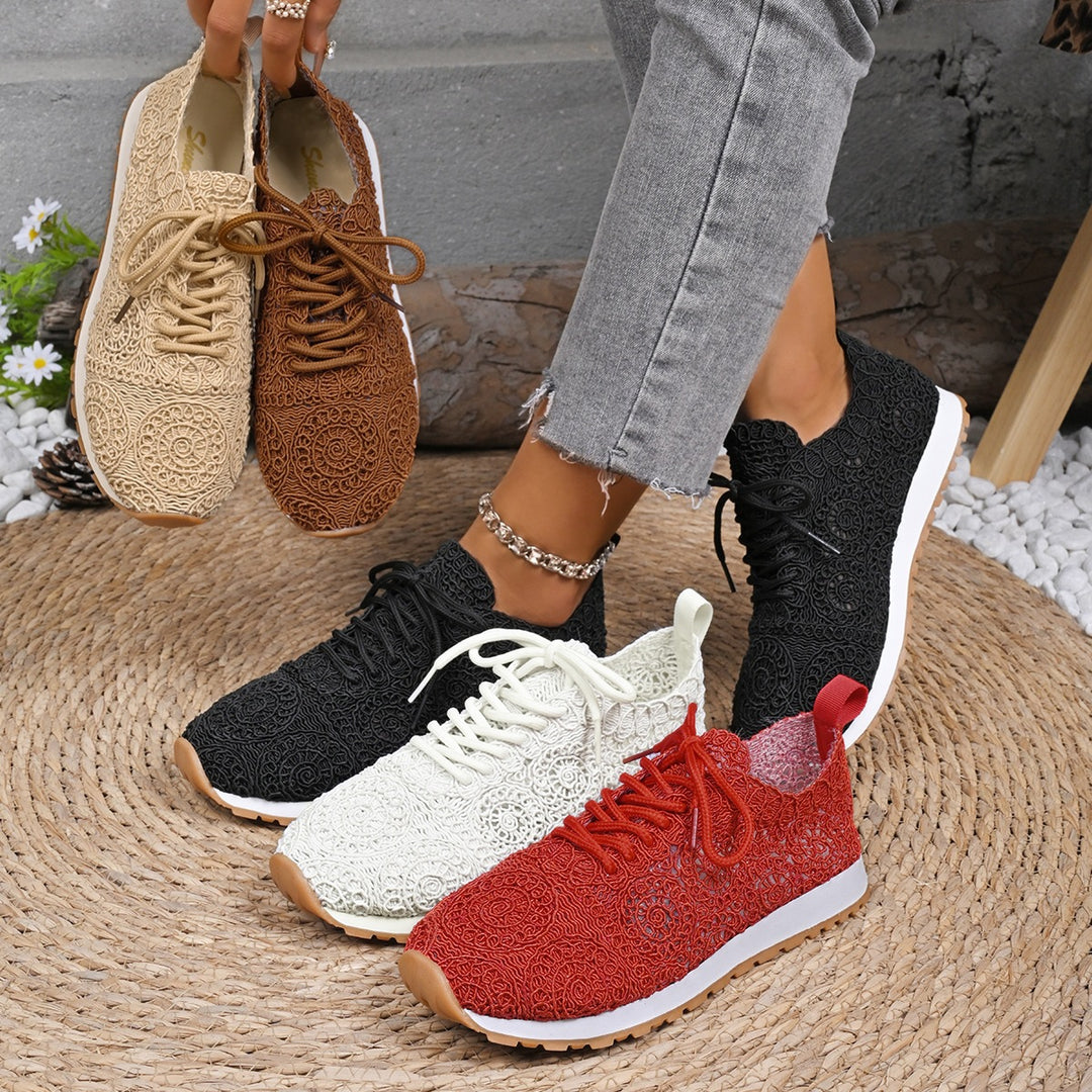 Damen Leichte Sneaker mit Häkelspitzen-Obermaterial und profilierter Gummisohle Shop Nory