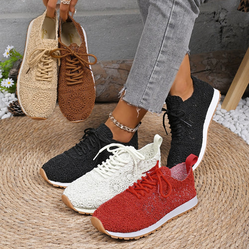 Damen Leichte Sneaker mit Häkelspitzen-Obermaterial und profilierter Gummisohle Shop Nory