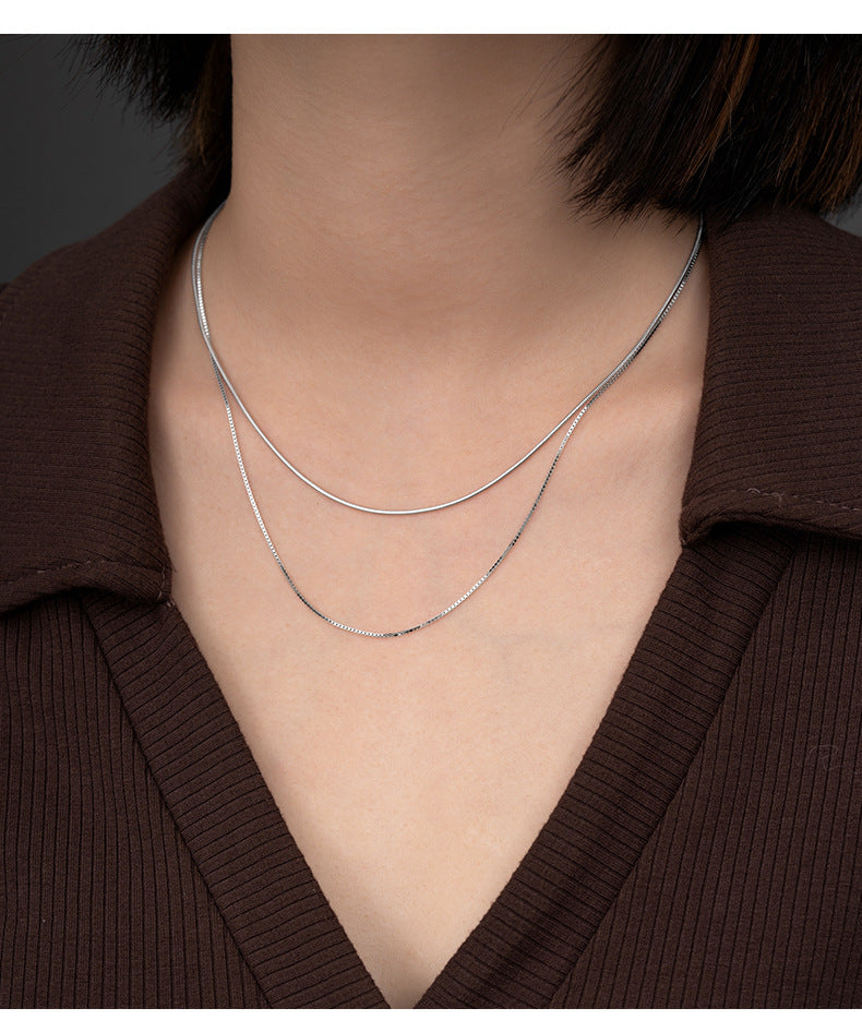 925 Sterling Silber Melonensamen Kette Kabelkette Schmelzkette Beschichtung Geometrische Halskette | Shop Nory