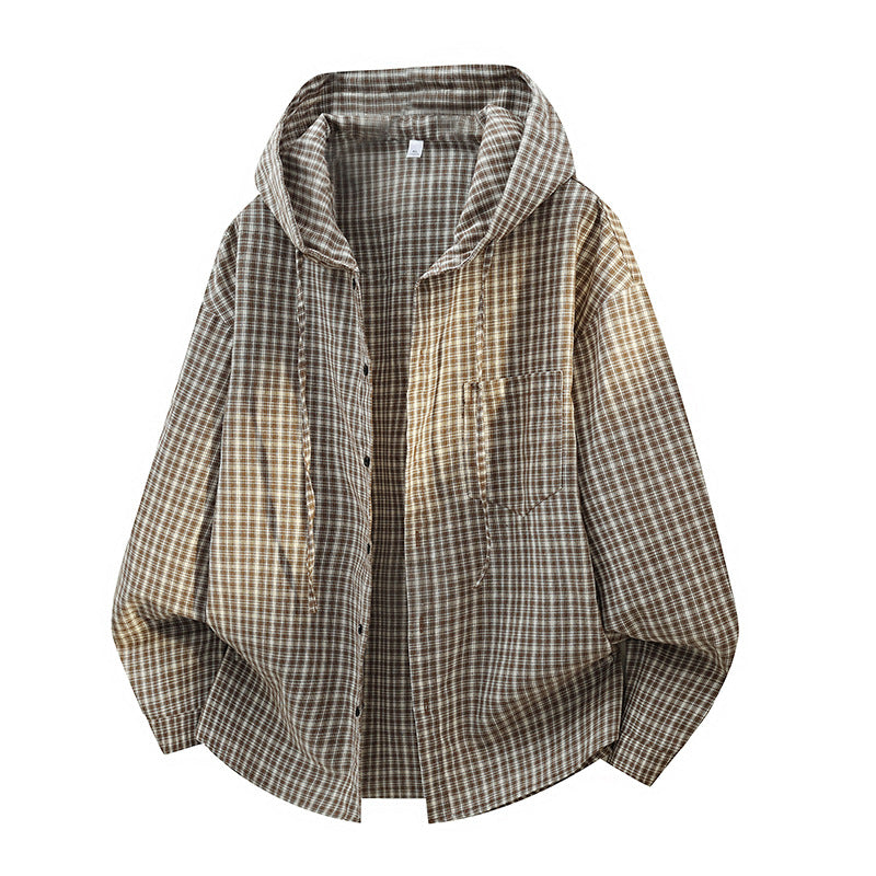 Herren Karierter Overshirt-Hoodie aus Baumwollmix mit Kapuze & Relaxed-Fit Shop Nory