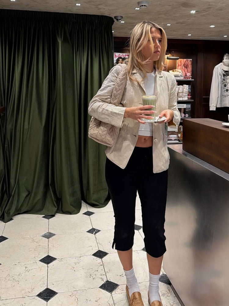 Damen Leichter strukturierter Leinenblazer mit Relaxed‑Fit, Ein-Knopf‑Verschluss & aufgesetzten Taschen Shop Nory