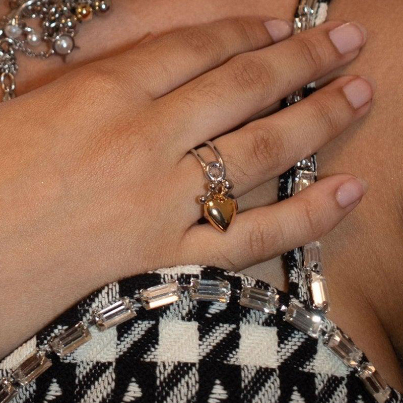 Damen Offener Ring mit elegantem Herzanhänger und hypoallergenen Eigenschaften Shop Nory