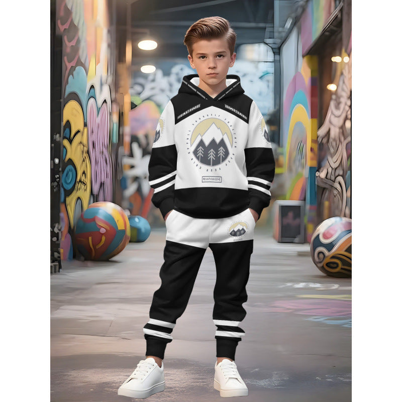 Unisex Kinder Jogginganzug mit Kapuzenpullover und detailreichem Auto-Print Shop Nory