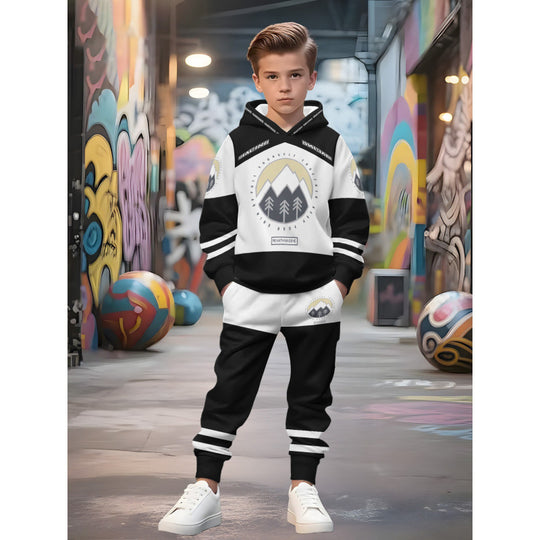Unisex Kinder Jogginganzug mit Kapuzenpullover und detailreichem Auto-Print Shop Nory