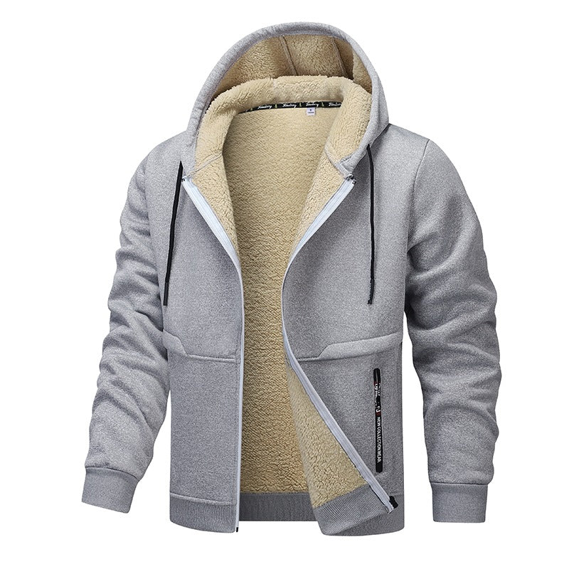 Herren Sherpa‑gefütterte Zip‑Hoodiejacke im Urban‑Casual‑Stil mit Teddyfleece‑Innenfutter Shop Nory